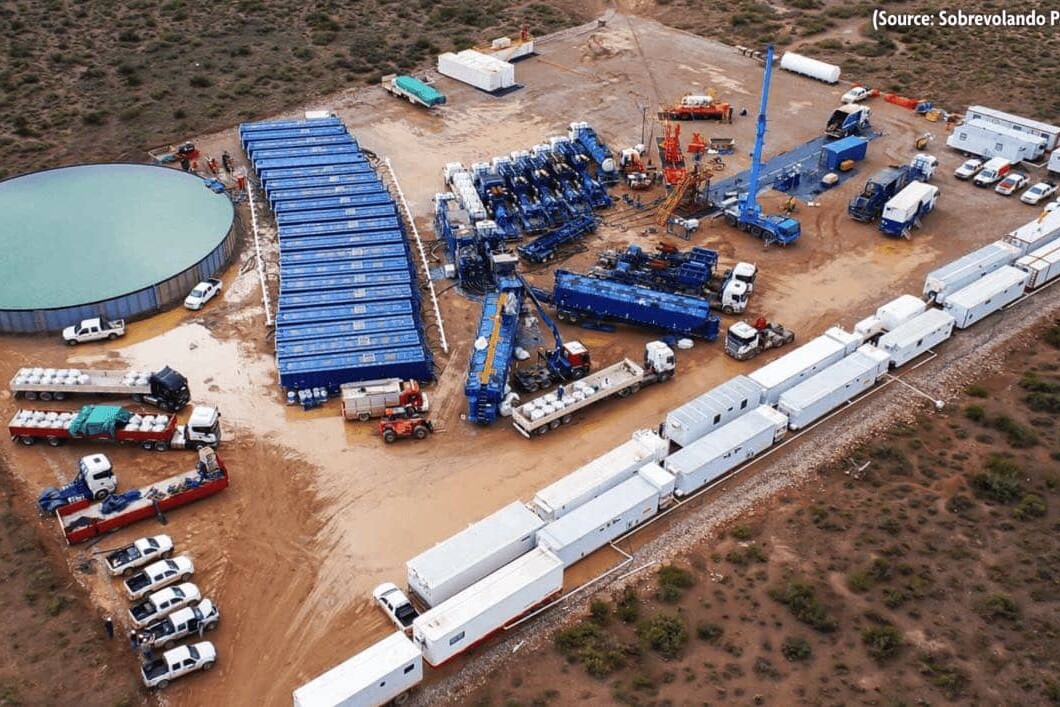 overhead of hydraulic fracturing facility