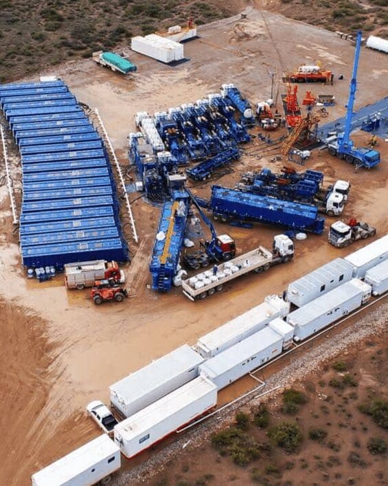 overhead of hydraulic fracturing facility