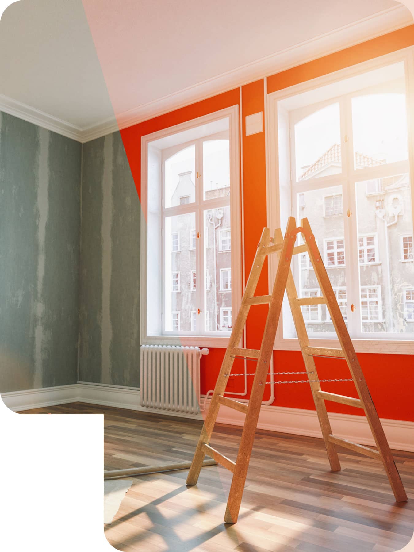 room showing both before and after painting